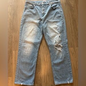 Loft Light Washed Distress High Waisted Straight Crop-Women’s 31/12